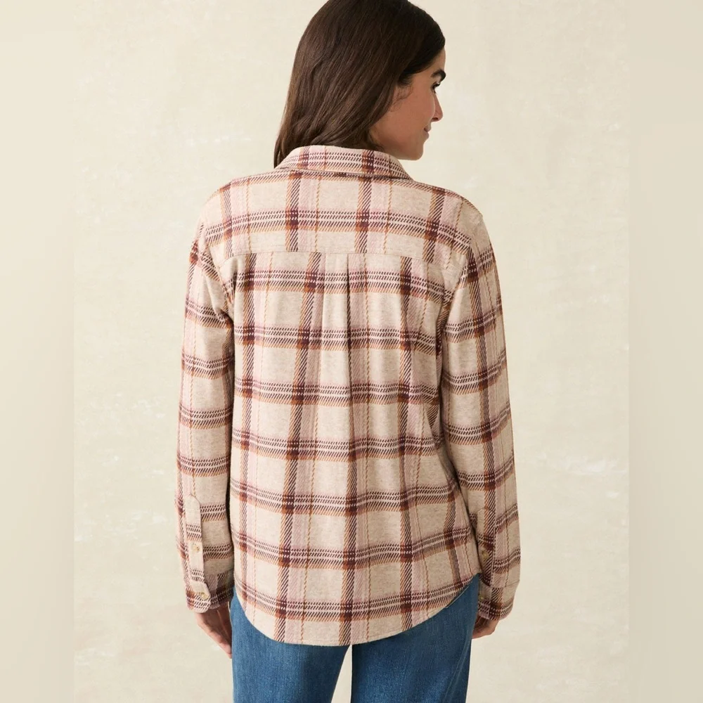 Faherty Women's Legend Sweater Shirt Plaid Cranberry Haze NWT - Picture 15 of 15